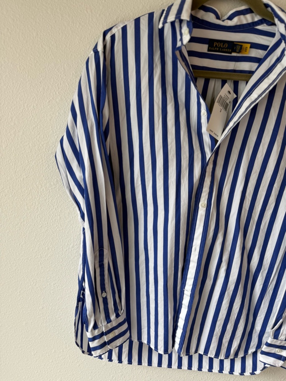 Polo by Ralph Lauren White and Blue Vertical Stripe Button-Up Shirt - Picture 3 of 5